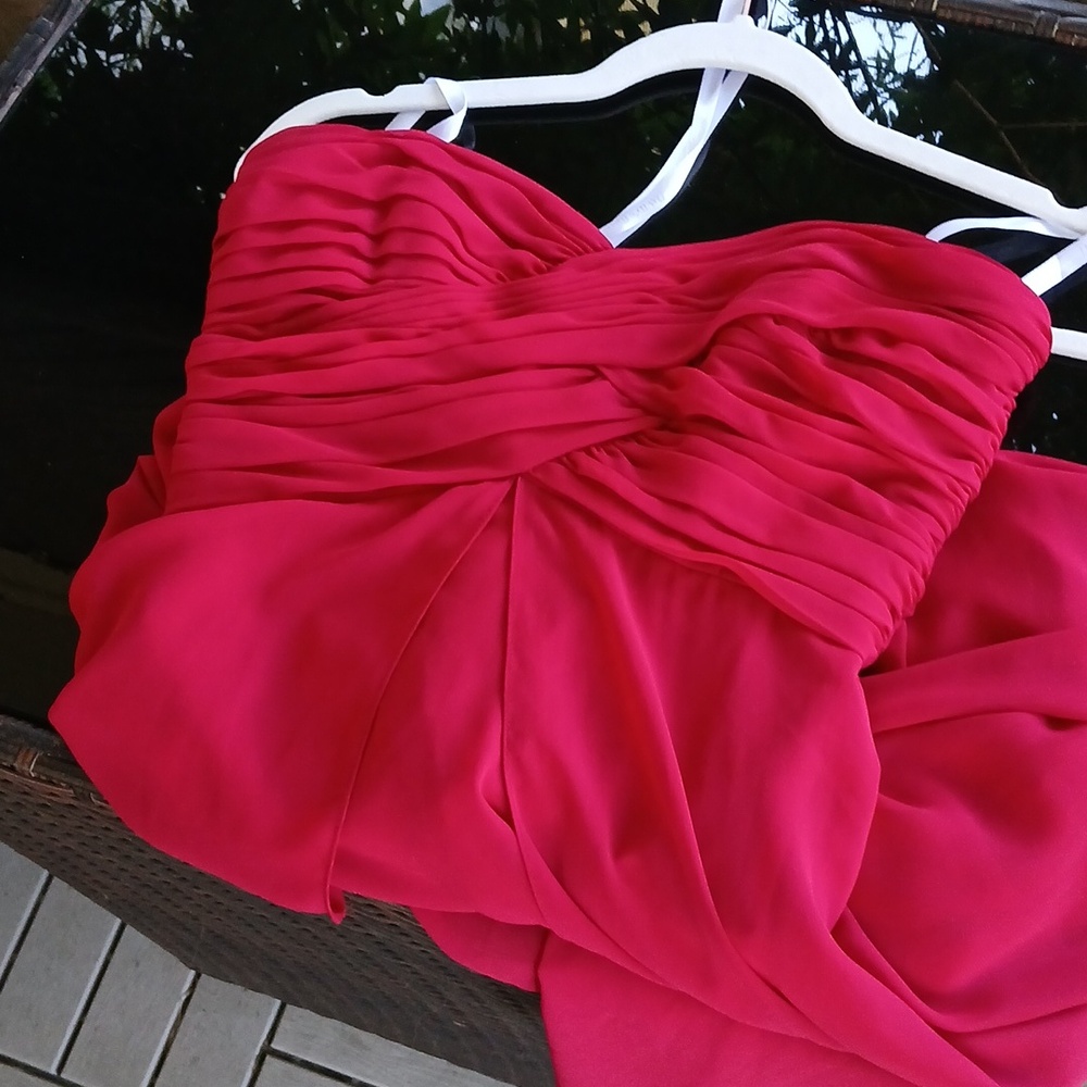 David's Bridal Red Chiffon Dress Prom Wedding Bridesmaid Sz 2